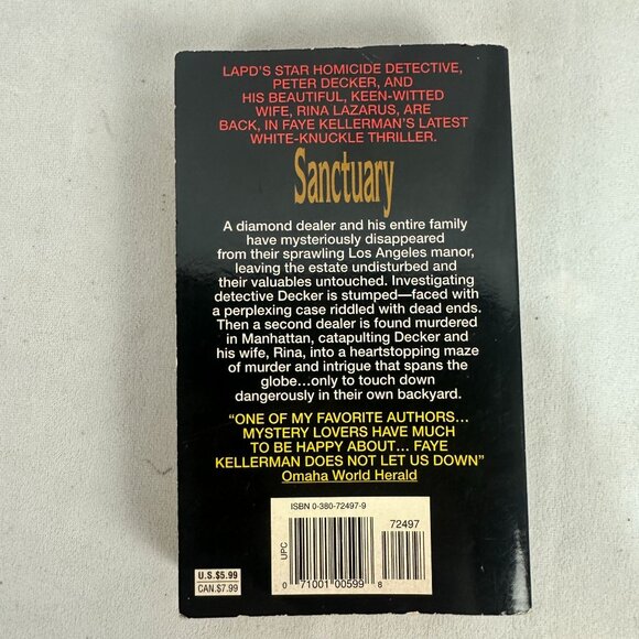 Faye Kellerman Sanctuary Paperback (1995) Mystery Peter Decker & Rina Lazarus - Picture 2 of 4